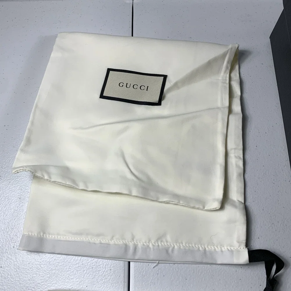 Authentic Gucci Black and White Empty Shoe Box & 2 Satin Dust Bags 14.5 X 8 X 5.